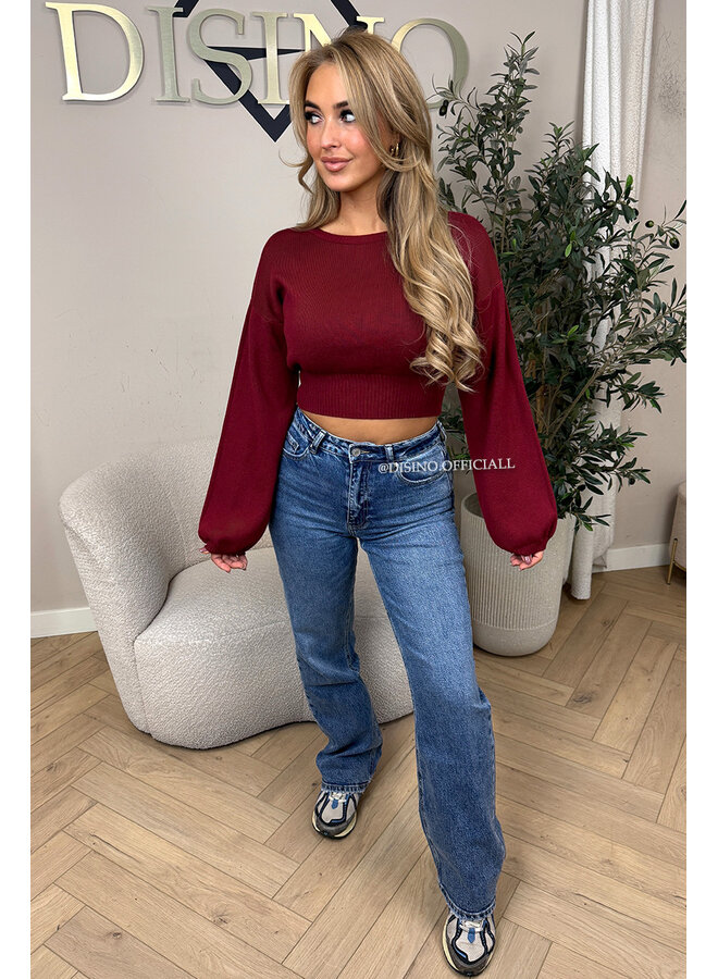 BORDEAUX - 'ILAYDA KNIT' - CROPPED BELL SLEEVE KNIT