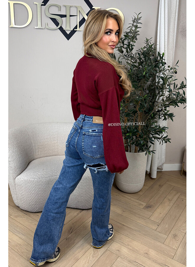 BORDEAUX - 'ILAYDA KNIT' - CROPPED BELL SLEEVE KNIT