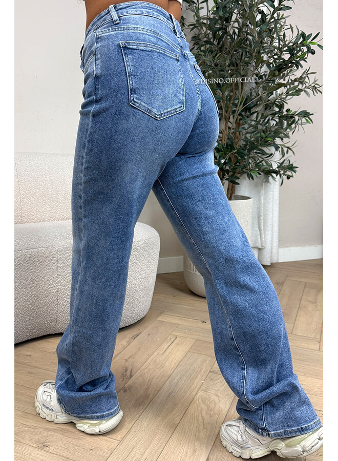 BLUE - 'WINCHESTER' - SUPER STRETCH EXTRA LONG WIDE LEG JEANS