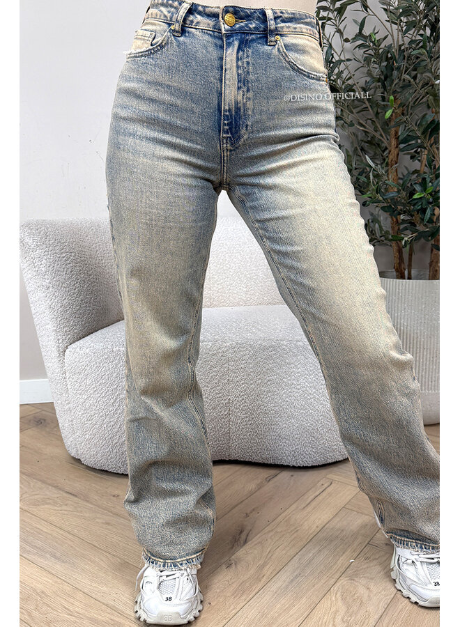 DIRTY WASHING - 'BERLIN' - STRETCH VIRAL RIPPED WIDE LEG JEANS