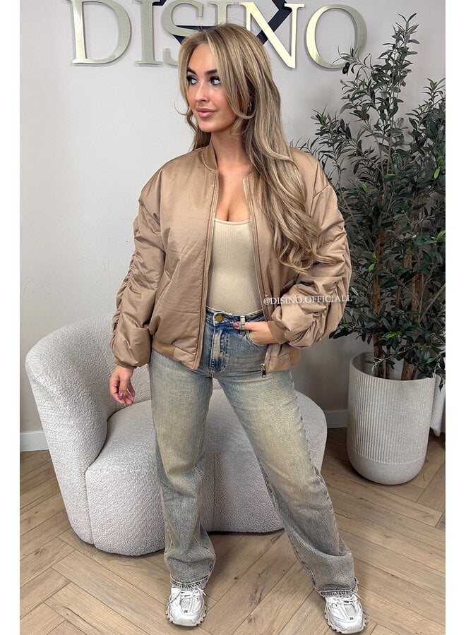 CAMEL - 'DANI BOMBER' - OVERSIZED PUFFER BOMBER JACKET