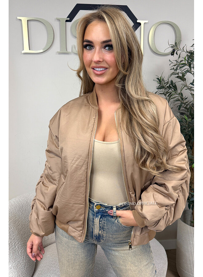 CAMEL - 'DANI BOMBER' - OVERSIZED PUFFER BOMBER JACKET