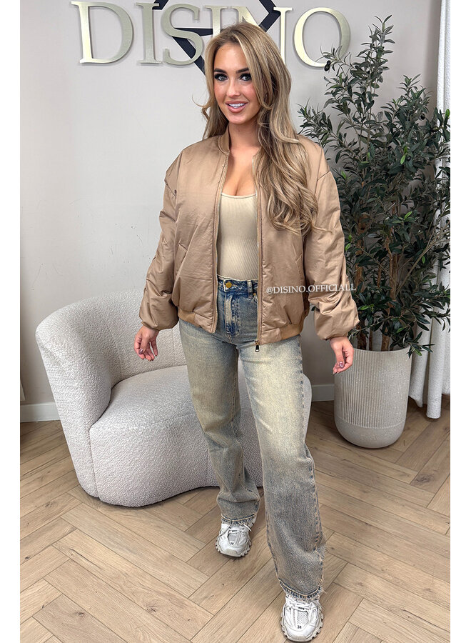 CAMEL - 'DANI BOMBER' - OVERSIZED PUFFER BOMBER JACKET