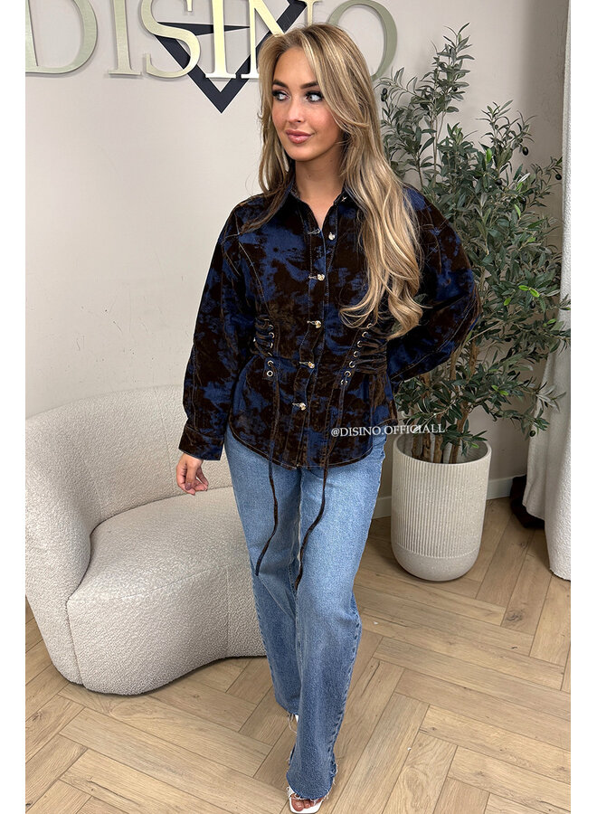 CHOCO - 'DEVON' - PREMIUM QUALITY SNATCHED VELVET DENIM BLOUSE