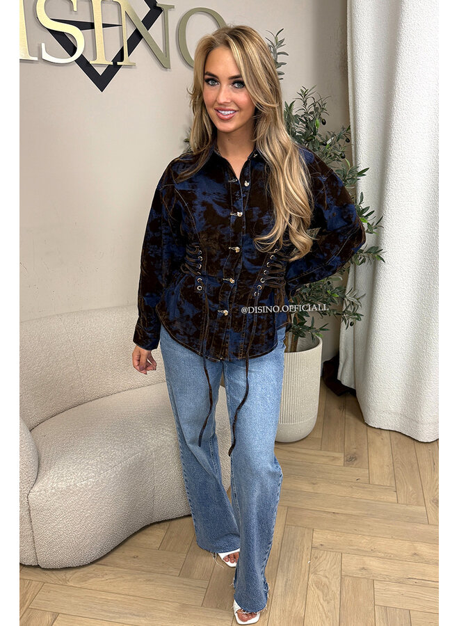 CHOCO - 'DEVON' - PREMIUM QUALITY SNATCHED VELVET DENIM BLOUSE