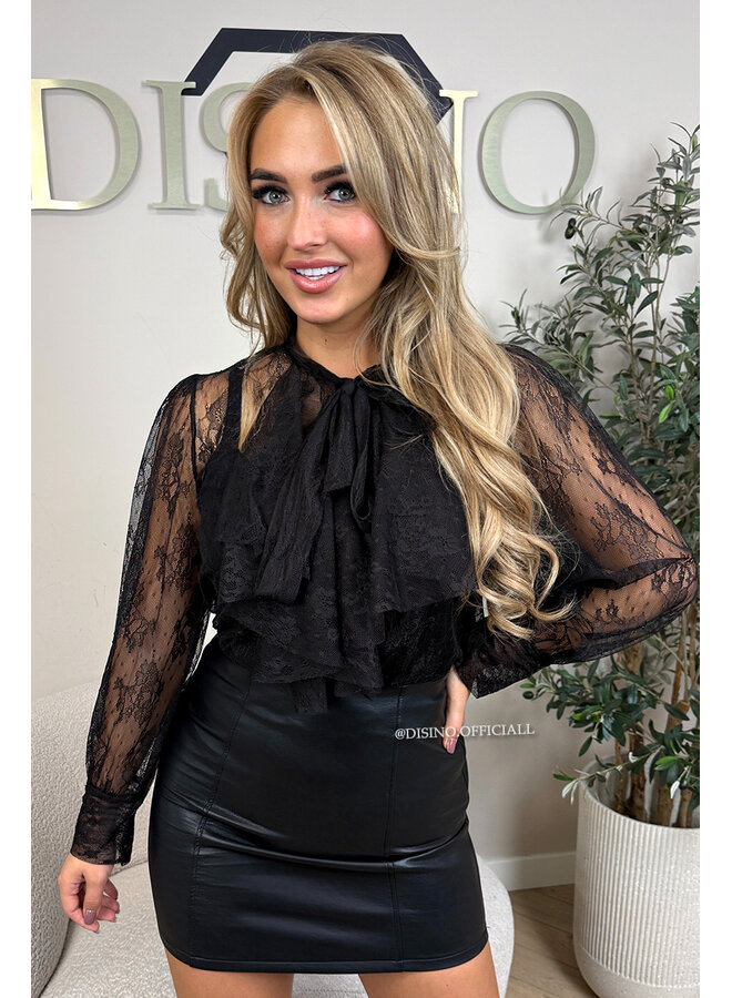 BLACK - 'INDY BLOUSE' - RUFFLE LUREX BLOUSE