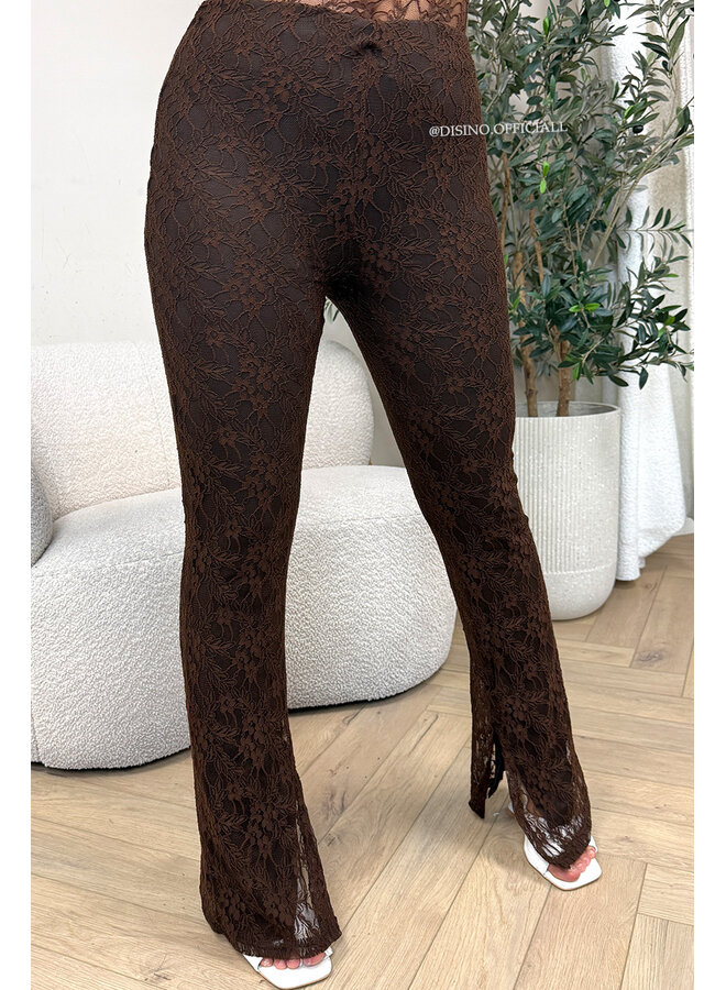 CHOCO - 'OLIVIA SET' - STRETCH LACE BODYSUIT + SPLIT FLARE