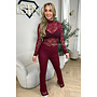 BORDEAUX - 'OLIVIA SET' - STRETCH LACE BODYSUIT + SPLIT FLARE