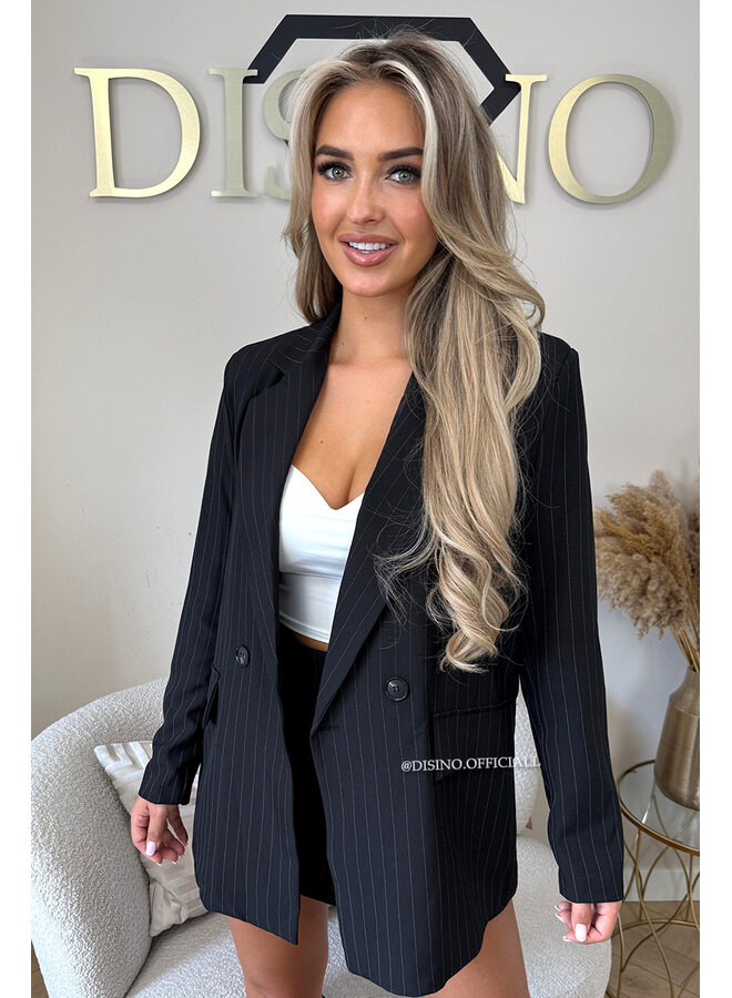 BLACK - 'BIBI BLAZER SET' - OVERSIZED BOYFRIEND BLAZER + SKORT SET