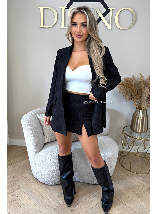 BLACK - 'BIBI BLAZER SET' - OVERSIZED BOYFRIEND BLAZER + SKORT SET