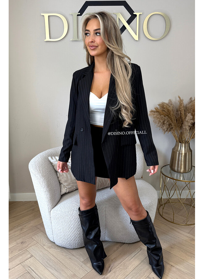 BLACK - 'BIBI BLAZER SET' - OVERSIZED BOYFRIEND BLAZER + SKORT SET