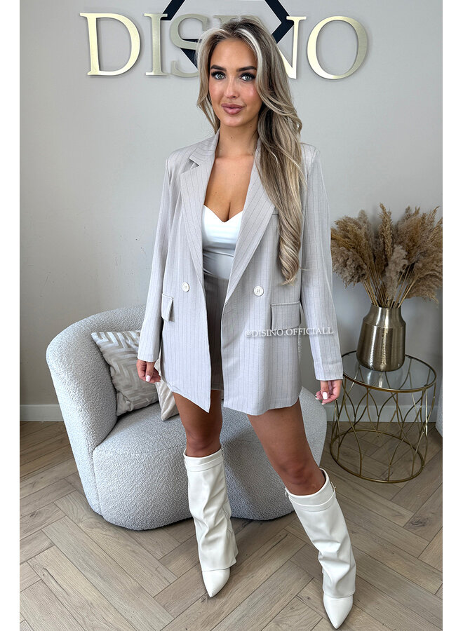 BEIGE - 'BIBI BLAZER SET' - OVERSIZED BOYFRIEND BLAZER + SKORT SET