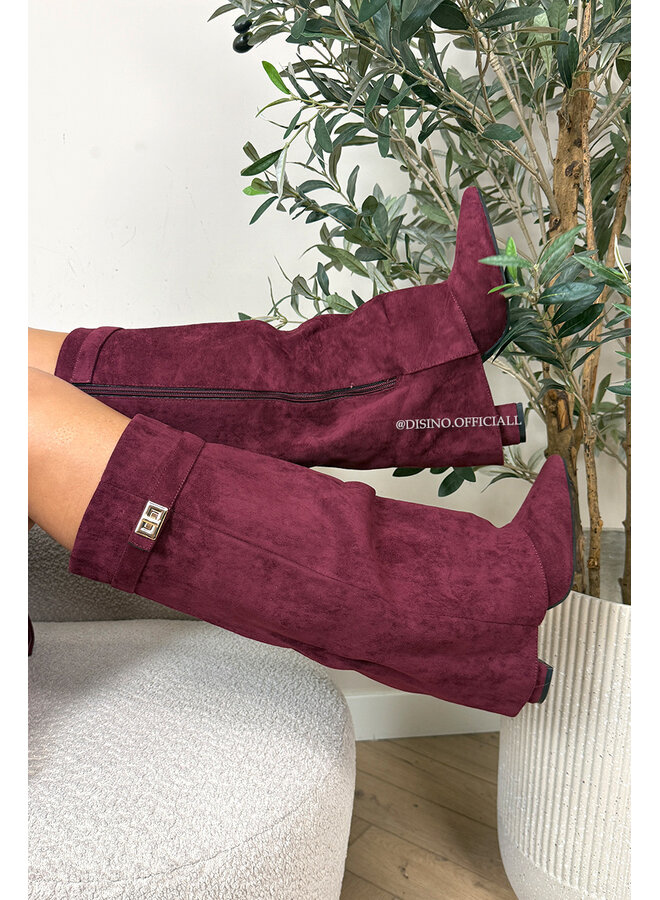 BORDEAUX - 'SUEDE SHARK BOOTS' - PREMIUM QUALITY PERFECT HIGH HEELS