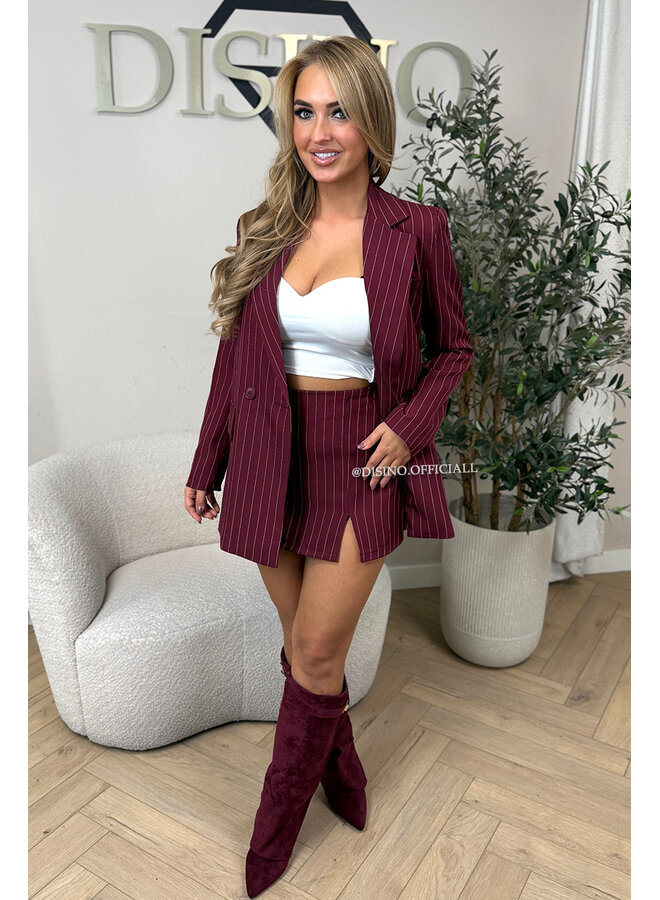 BORDEAUX - 'BIBI BLAZER SET' - OVERSIZED BOYFRIEND BLAZER + SKORT SET