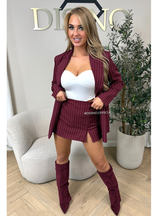 BORDEAUX - 'BIBI BLAZER SET' - OVERSIZED BOYFRIEND BLAZER + SKORT SET