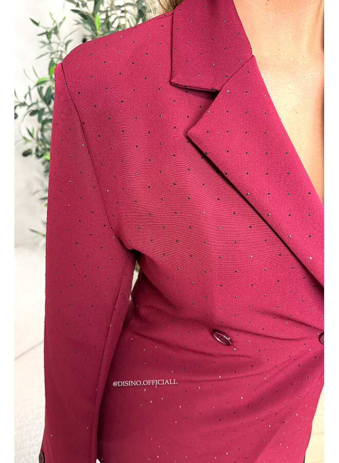 BORDEAUX - 'DIAMONDS VIVIENNE BLAZER' - PREMIUM QUALITY ASYMMETRIC BLAZER