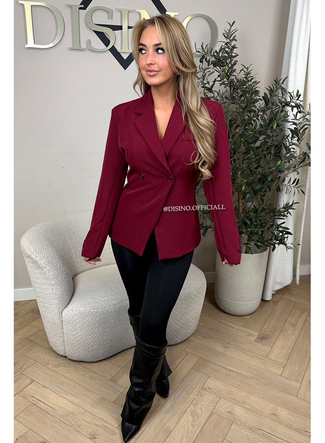 BORDEAUX - 'DIAMONDS VIVIENNE BLAZER' - PREMIUM QUALITY ASYMMETRIC BLAZER