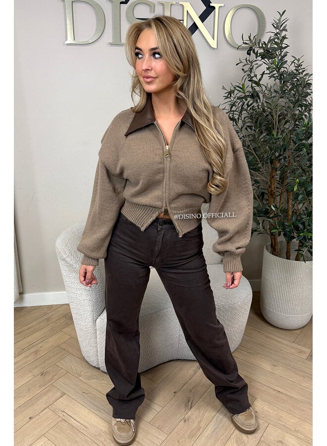 TAUPE - 'MILENA KNIT' - PREMIUM QUALITY ZIPPER KNIT