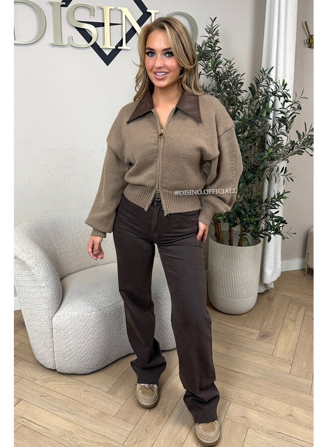 TAUPE - 'MILENA KNIT' - PREMIUM QUALITY ZIPPER KNIT