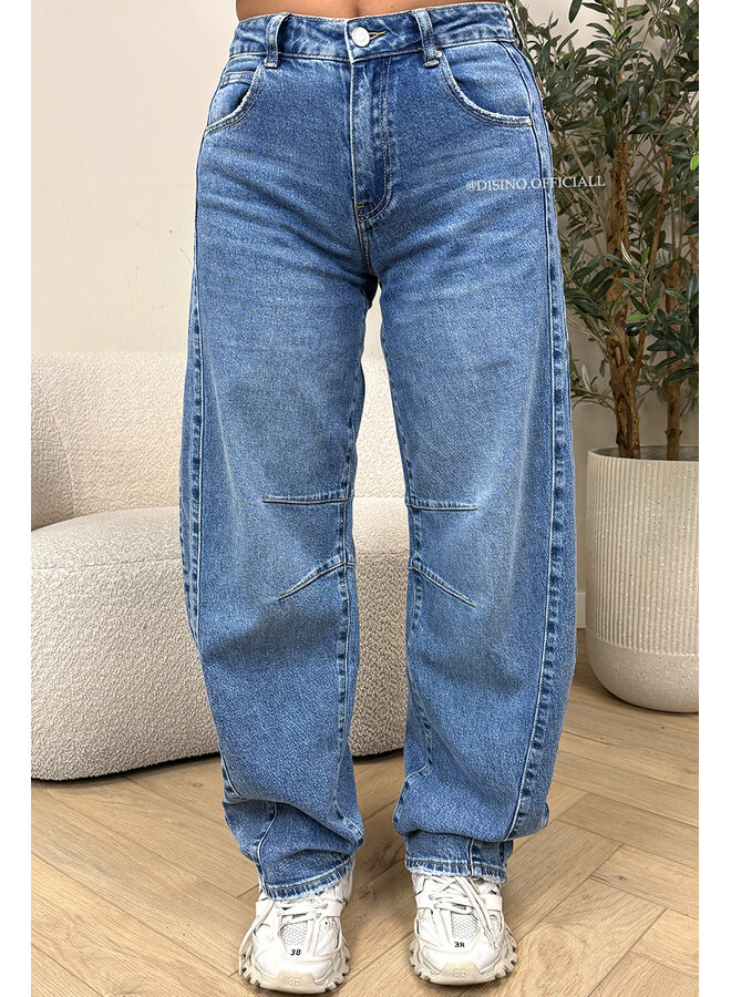 BLUE - 'JADE' - STRETCH BALLOON LEG JEANS
