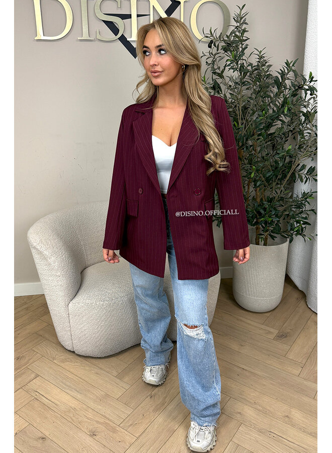 BORDEAUX - 'BIBI BLAZER' - STRIPED BOYFRIEND BLAZER