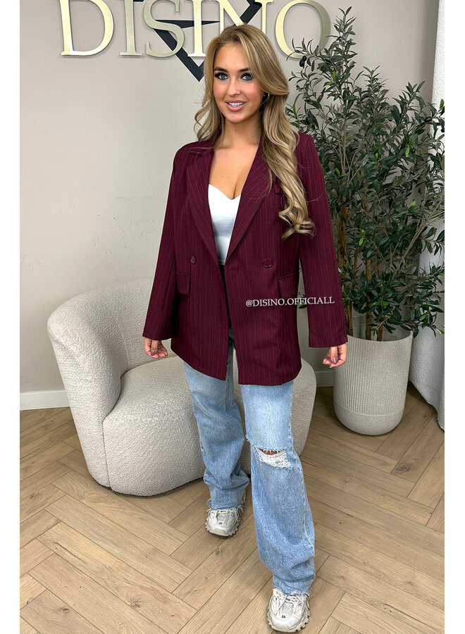 BORDEAUX - 'BIBI BLAZER' - STRIPED BOYFRIEND BLAZER