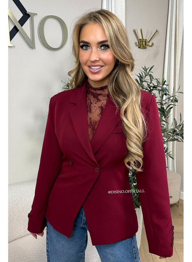 BORDEAUX - 'VIVIENNE BLAZER' - PREMIUM QUALITY ASYMMETRIC BLAZER
