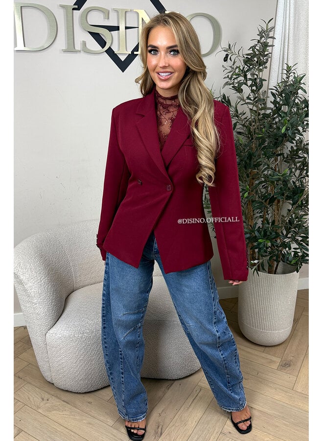 BORDEAUX - 'VIVIENNE BLAZER' - PREMIUM QUALITY ASYMMETRIC BLAZER