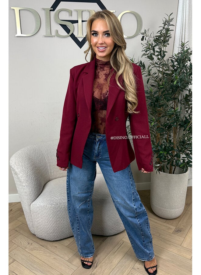 BORDEAUX - 'VIVIENNE BLAZER' - PREMIUM QUALITY ASYMMETRIC BLAZER