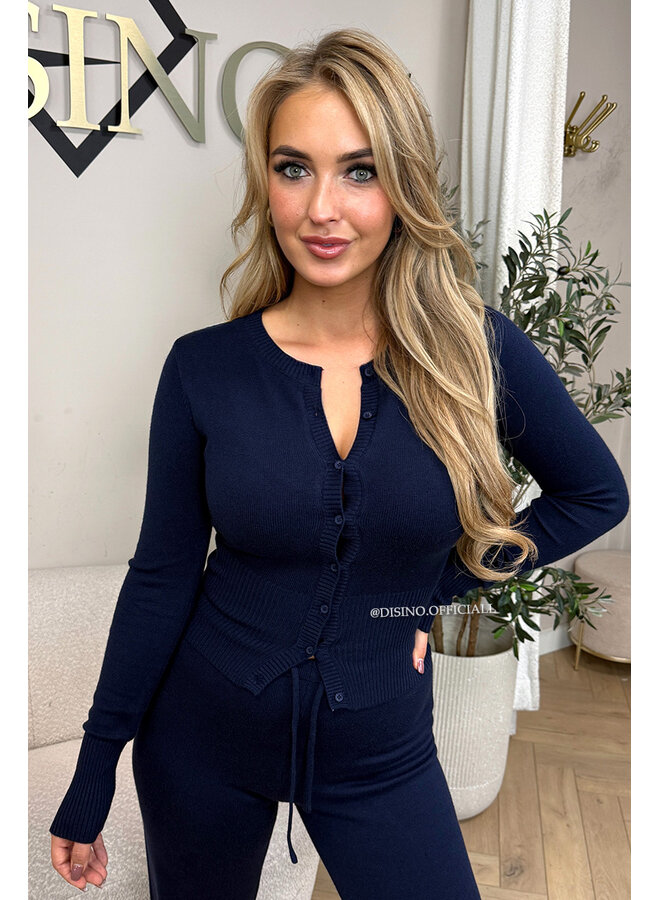 NAVY BLUE - 'JANINE TOP' - SOFT BUTTON UP COMFY TOP