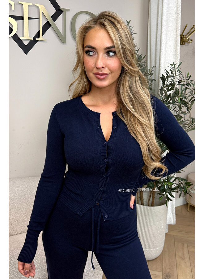 NAVY BLUE - 'JANINE TOP' - SOFT BUTTON UP COMFY TOP