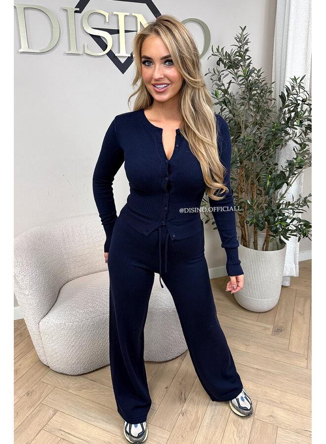 NAVY BLUE - 'JANINE TOP' - SOFT BUTTON UP COMFY TOP