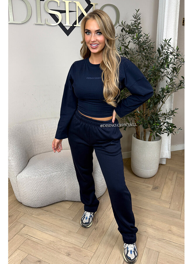 NAVY BLUE - 'REDEFINED JOGGER' - EXTRA LONG STRAIGHT LEG JOGGER PANTS