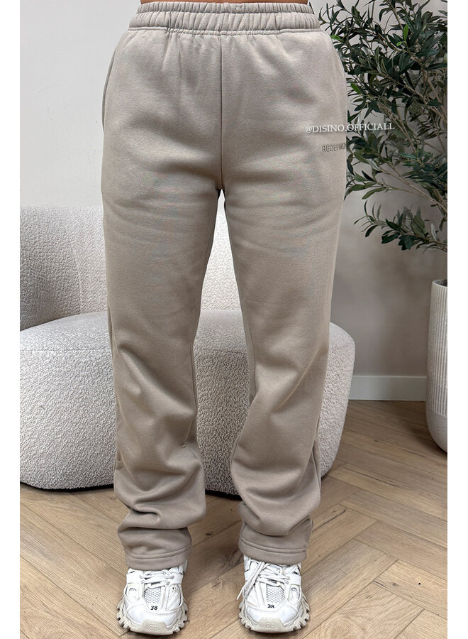 BEIGE - 'REDEFINED JOGGER' - EXTRA LONG STRAIGHT LEG JOGGER PANTS