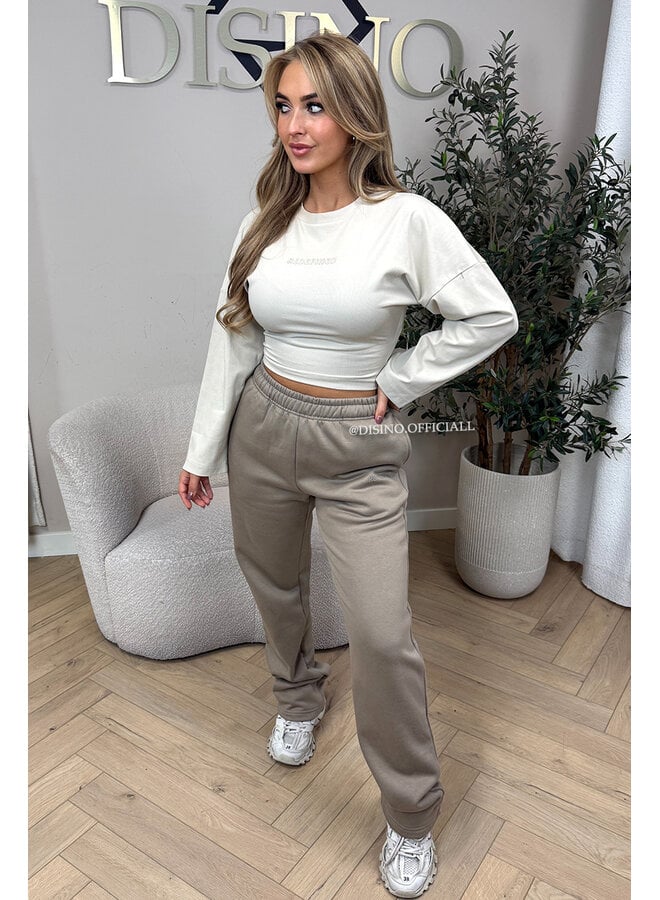 BEIGE - 'REDEFINED JOGGER' - EXTRA LONG STRAIGHT LEG JOGGER PANTS