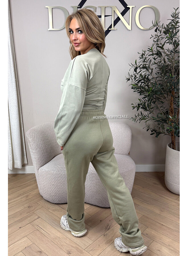 SAGE GREEN - 'REDEFINED JOGGER' - EXTRA LONG STRAIGHT LEG JOGGER PANTS