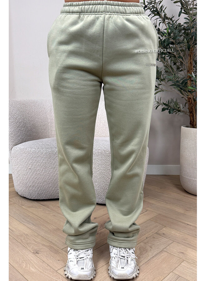 SAGE GREEN - 'REDEFINED JOGGER' - EXTRA LONG STRAIGHT LEG JOGGER PANTS