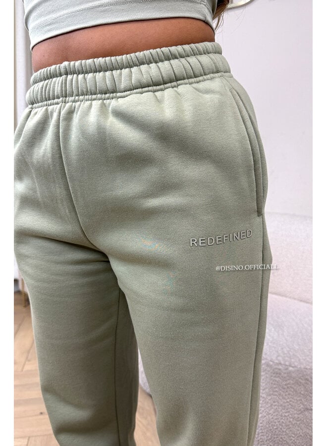 SAGE GREEN - 'REDEFINED JOGGER' - EXTRA LONG STRAIGHT LEG JOGGER PANTS