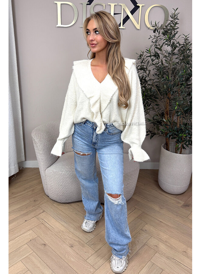 ECRU - 'ASINA KNIT' - PREMIUM QUALITY RUFFLE KNIT