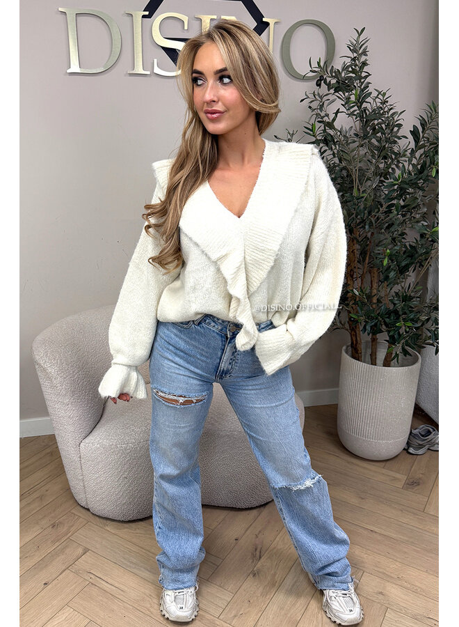 ECRU - 'ASINA KNIT' - PREMIUM QUALITY RUFFLE KNIT