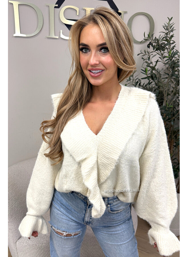 ECRU - 'ASINA KNIT' - PREMIUM QUALITY RUFFLE KNIT