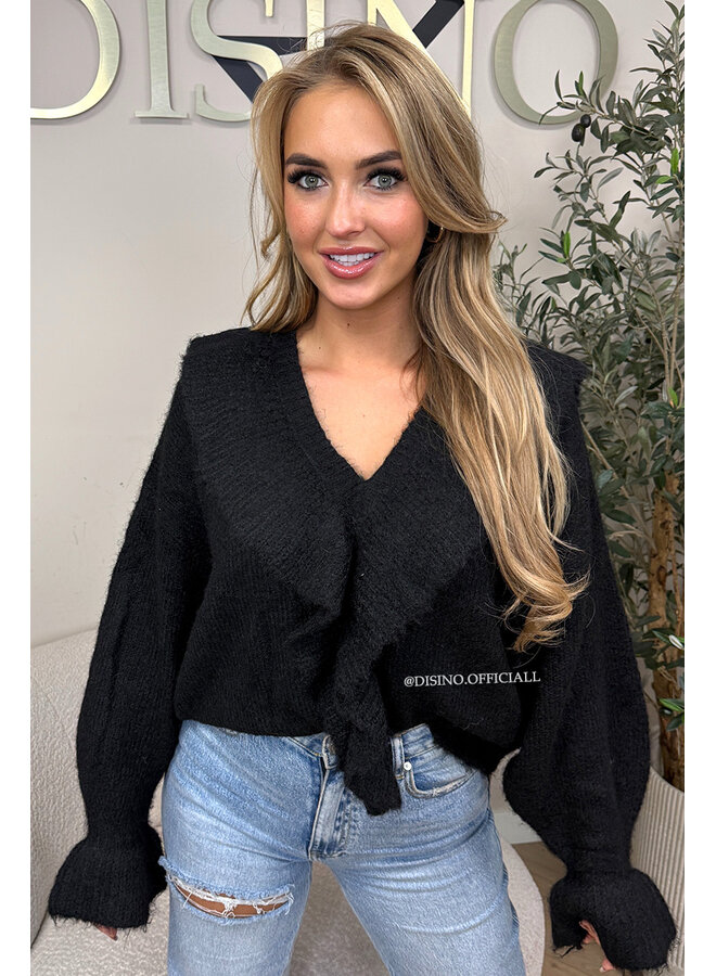 BLACK - 'ASINA KNIT' - PREMIUM QUALITY RUFFLE KNIT