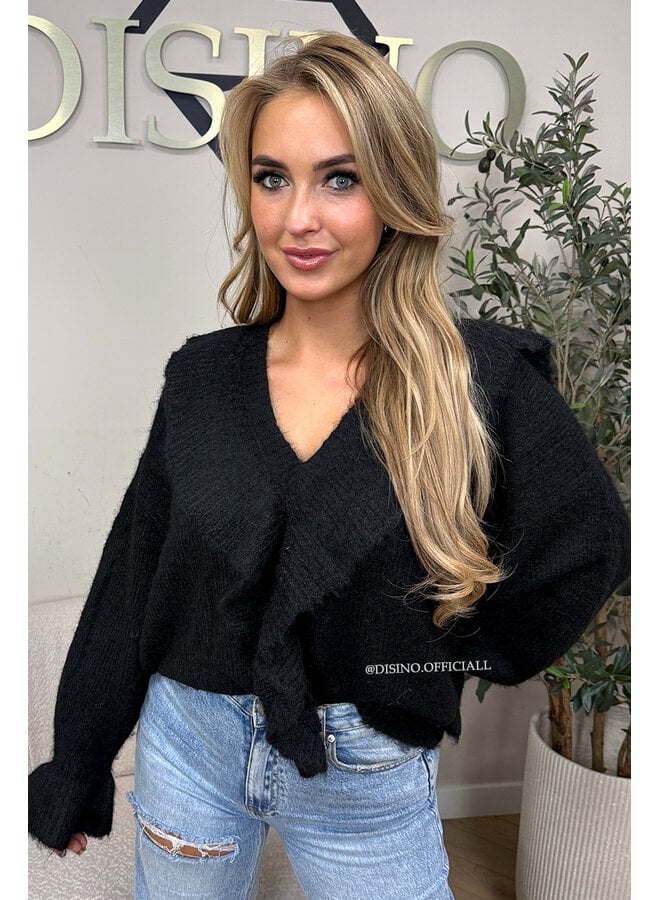 BLACK - 'ASINA KNIT' - PREMIUM QUALITY RUFFLE KNIT