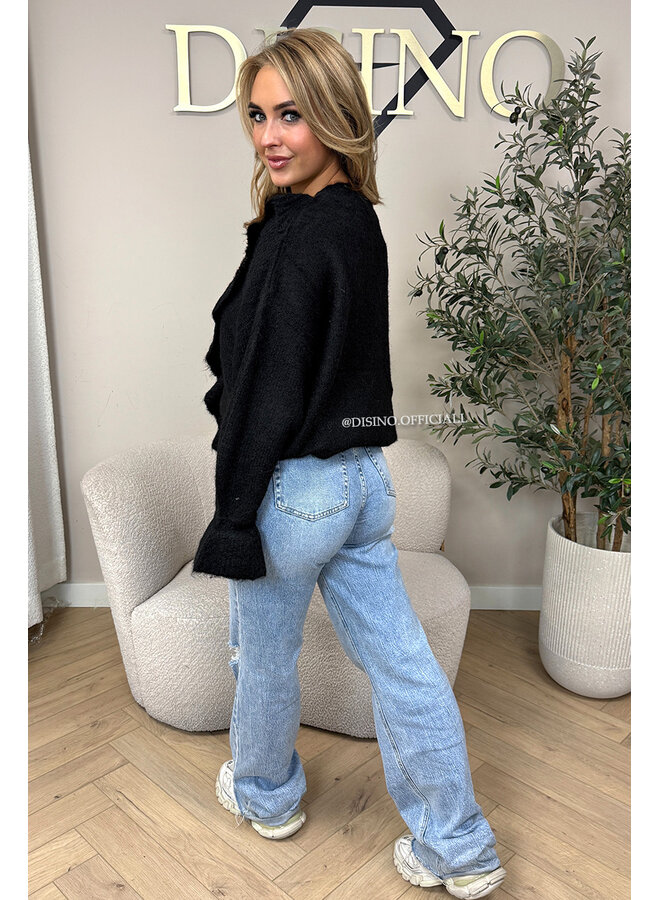 BLACK - 'ASINA KNIT' - PREMIUM QUALITY RUFFLE KNIT