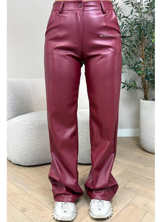 BODEAUX - 'LEAH' - STRETCH VEGAN LEATHER WIDE LEG JEANS - 9213