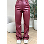 BORDEAUX - 'LEAH' - STRETCH VEGAN LEATHER WIDE LEG JEANS - 9213