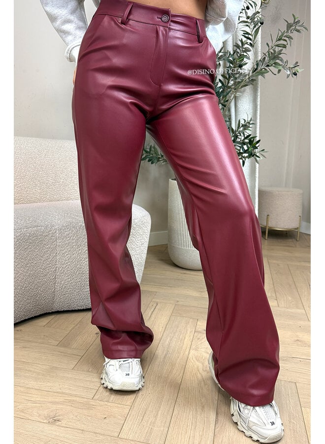 BODEAUX - 'LEAH' - STRETCH VEGAN LEATHER WIDE LEG JEANS - 9213