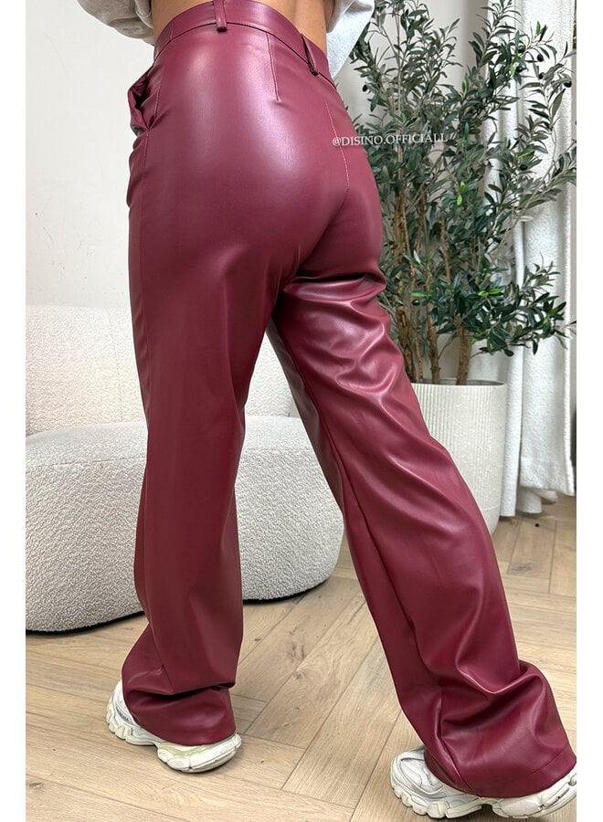 BODEAUX - 'LEAH' - STRETCH VEGAN LEATHER WIDE LEG JEANS - 9213