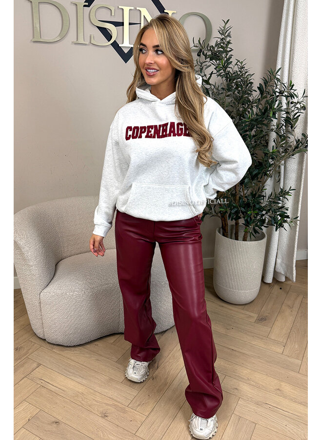 GREY - 'COPENHAGEN HOODIE' - PREMIUM QUALITY FLEECE INSIDE HOODIE