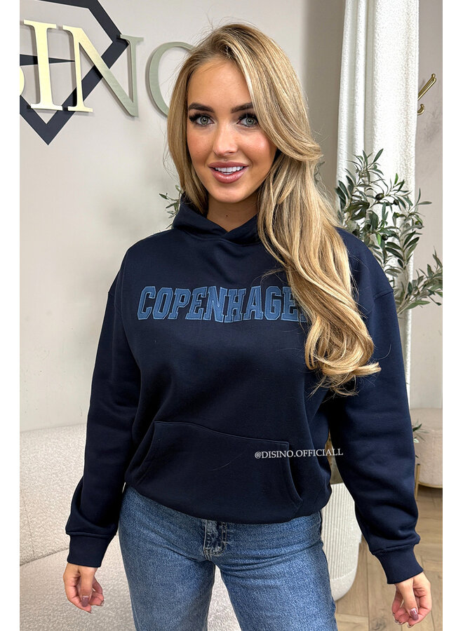 NAVY BLUE - 'COPENHAGEN HOODIE' - PREMIUM QUALITY FLEECE INSIDE HOODIE